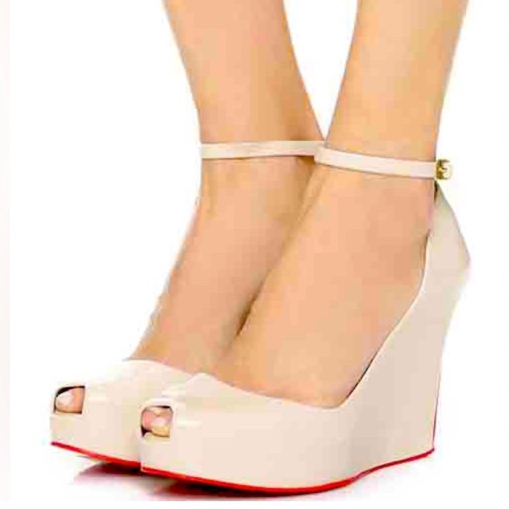 Elegant MELISSA PATCHULI Cream Peep-Toe Wedge Heels